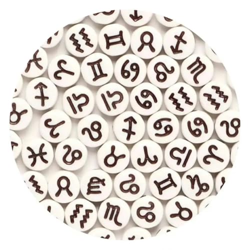 100/200/300/500 Stück Sternzeichen-Perlen, Charms, Abstandshalter, lose Perlen zur Schmuckherstellung, DIY-Armband, Halskettenzubehör, 7 x 4,0 mm, gemischt_f-300 Stück von ZFISH