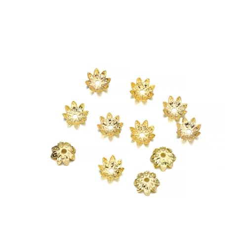 100/200 Stück filigrane Hohlblumen-Perlenkappen aus Metall, 7–14 mm, End-Spacer-Charms, Perlenkappen für die Herstellung von DIY-Schmuck, Zubehör – 100 Stück, Gold, 02–7 mm von ZFISH