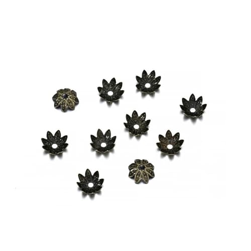 100/200 Stück filigrane Hohlblumen-Perlenkappen aus Metall 7–14 mm End-Spacer-Charms Perlenkappen für DIY-Schmuckherstellungszubehör-100 Stück Antik 02–7 mm von ZFISH