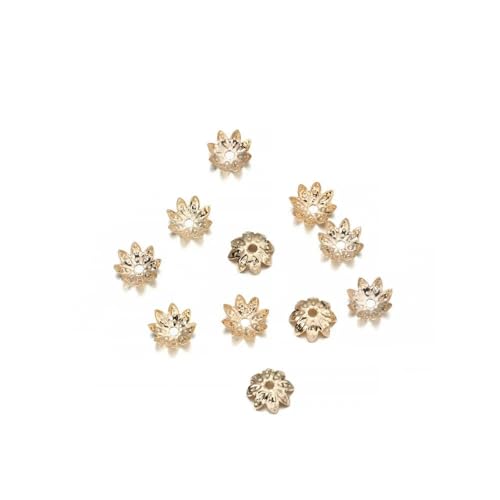 100/200 Stück filigrane Hohlblumen-Perlenkappen aus Metall 7–14 mm End-Spacer-Charms Perlenkappen für DIY-Schmuckherstellungszubehör-100 Stück KC Gold 02–9 mm von ZFISH