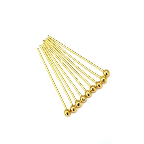 100–200 Stück/Los Kupfer-Kugelkopfstifte, antike Bronze, Gold und Silber, für die Schmuckherstellung, DIY-Perlenzubehör, Durchmesser 0,5 mm, Gold, 0,5 x 60 mm, 100 Stück von ZFISH