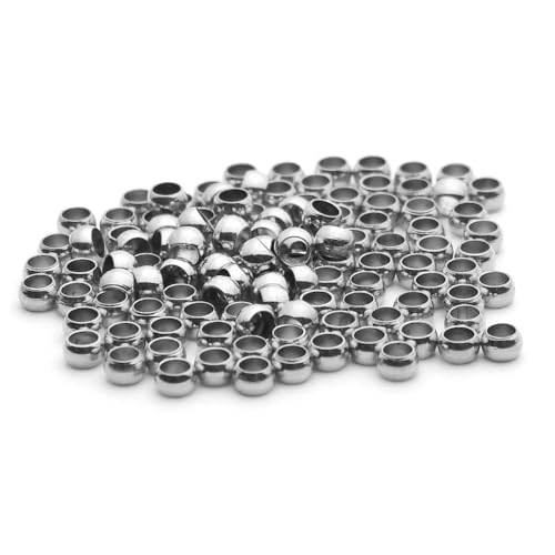 100–200 Stück 1,5 2 2,5 3,0 mm Edelstahl-Kugelstopper-Quetschperlen, Positionierungs-Abstandsperlen für die Herstellung von DIY-Schmuckarmbändern – 100 Stück Stahlfarbe – Durchmesser 1,5 mm von ZFISH