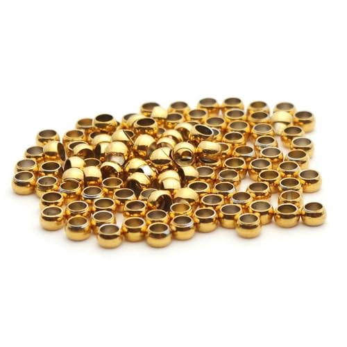 100–200 Stück 1,5 2 2,5 3,0 mm Edelstahl-Kugelstopper-Quetschperlen, Positionierungs-Abstandsperlen für die Herstellung von DIY-Schmuckarmbändern – 200 Stück, goldfarben, Durchmesser 1,5 mm von ZFISH