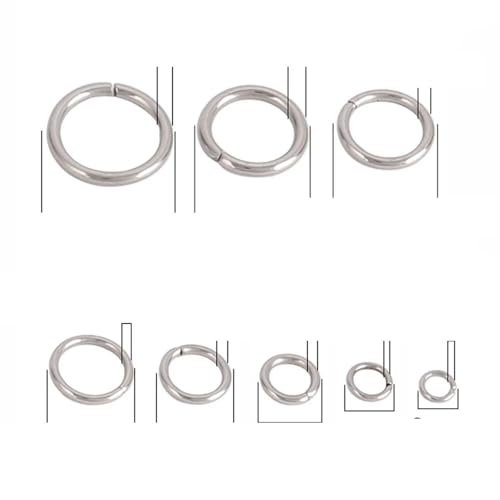 100–200 Stück offene Biegeringe aus Edelstahl, Spaltringe, Verbinder für DIY-Schmuckherstellung, Zubehör, Großhandelszubehör, geschlossener Ring x 200 Stück, 1,0 x 8 mm von ZFISH