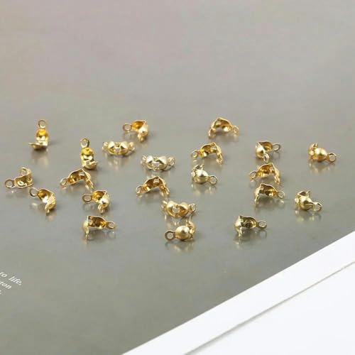 100 Stück/Los 4 x 7 mm Karabinerverschluss Kugelkette Kalotte End Crimps Perlen Verbindungskomponenten für DIY Schmuckherstellung Zubehör-Gold von ZFISH