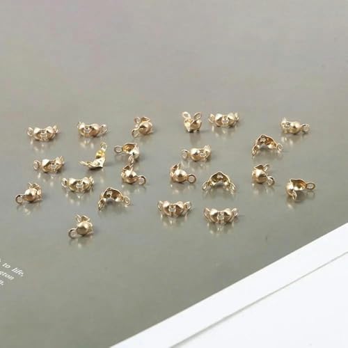 100 Stück/Los 4 x 7 mm Karabinerverschluss Kugelkette Kalotte End Crimps Perlen Verbindungskomponenten für DIY Schmuckherstellung Zubehör-KC Gold von ZFISH