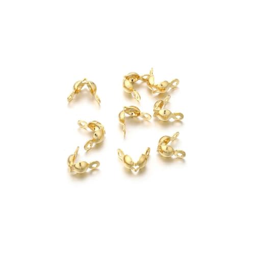 100 Stück/Los Edelstahl-Anschlussverschluss, goldene Kugelkette, Kalotte, Endcrimps, Perlenanschluss für DIY-Schmuckherstellung, Zubehör-Gold, 2,4 mm von ZFISH