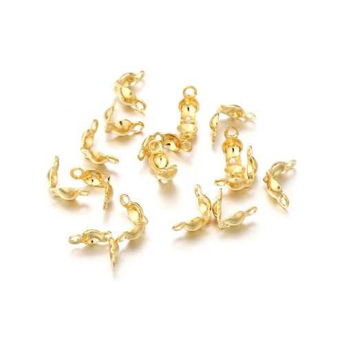 100 Stück/Los Edelstahl-Anschlussverschluss, goldene Kugelkette, Kalotte, Endcrimps, Perlenanschluss für DIY-Schmuckherstellung, Zubehör-Gold, 3,2 mm von ZFISH