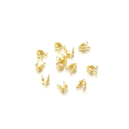 100 Stück/Los Edelstahl-Anschlussverschluss, goldene Kugelkette, Kalotte, Endcrimps, Perlenanschluss für DIY-Schmuckherstellung, Zubehör-Gold 2,0 mm von ZFISH