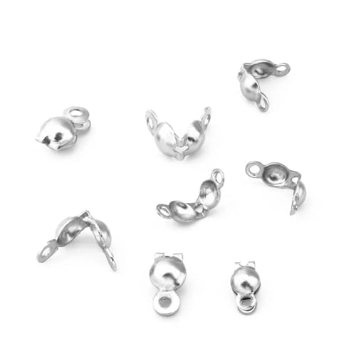 100 Stück/Los Edelstahl Crimps Perlen Kugelkette Verbinder Endverschluss für DIY Halsketten Armbänder Schmuckherstellung-2,4 mm Silber-1 von ZFISH