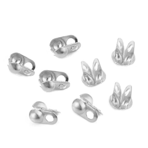 100 Stück/Los Edelstahl Crimps Perlen Kugelkette Verbinder Endverschluss für DIY Halsketten Armbänder Schmuckherstellung-2,4 mm Silber-2 von ZFISH