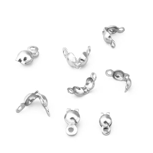 100 Stück/Los Edelstahl Crimps Perlen Kugelkette Verbinder Endverschluss für DIY Halsketten Armbänder Schmuckherstellung-3,2 mm Silber-1 von ZFISH