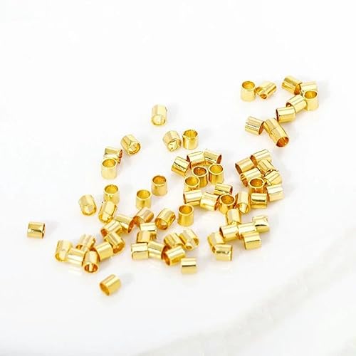 100 Stück/Lot 2 mm/2,5 mm/3 mm 14 K/18 K vergoldete Rohr-Crimp-Endperlenstopper zur Armbandherstellung, Schmuckherstellungszubehör-18 K vergoldet-100 Stück von ZFISH