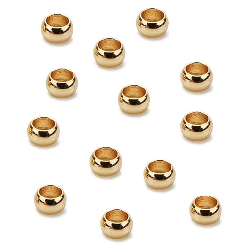 100 Stück 2 2,5 3 mm Edelstahl-End-Quetschperlen, Abdeckungen, runde Abstandshalter-Stopperperlen für Armband-Halskettenzubehör, Schmuckherstellung, Gold, Durchmesser 2,5 mm von ZFISH