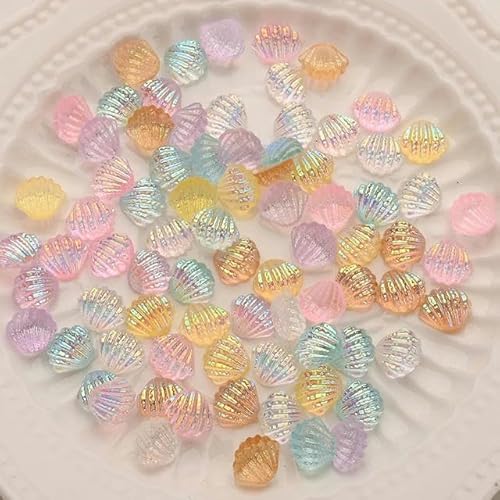 100 Stück Acryl-Muschelperlen, Mix aus flachen Muscheln, glänzende Perlen, Nagelkunst-Dekor, DIY-Scrapbooking, Handarbeiten (ohne Loch), Stil 7–100 Stück von ZFISH