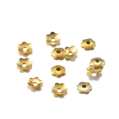 1000 Stück 4,0 mm Blumen Filigrane Charms Perlenkappen Mini Blütenblatt Spacer Perlen Tassen Bulk Endkappen für Schmuckherstellung Zubehör Großhandel-Gold von ZFISH