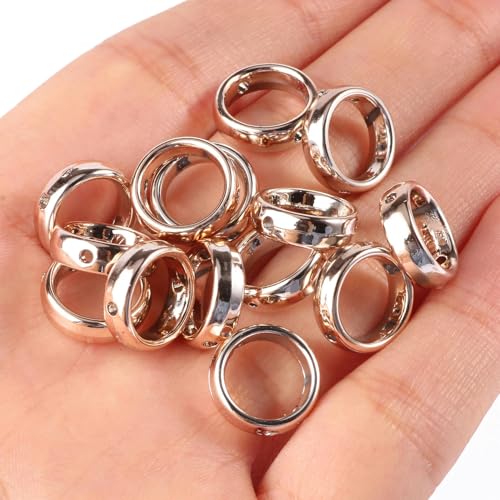 12 mm, 50 Stück, Doppelloch-Ring-Abstandshalter, CCB-Perlen, Kreis-Biegeringe, Verbinder, DIY-Ohrringe, Anhänger zur Schmuckherstellung, Zubehör-Roségold-12 mm, 100 Stück von ZFISH