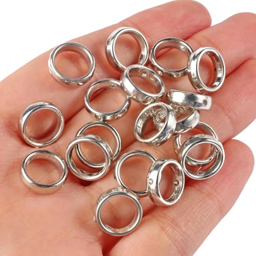 12 mm, 50 Stück, Doppelloch-Ring-Abstandshalter, CCB-Perlen, Kreis-Biegeringe, Verbinder, DIY-Ohrringe, Anhänger zur Schmuckherstellung, Zubehör-Silber-12 mm, 100 Stück von ZFISH