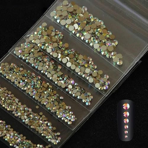 1440 Stück SS3-SS10 Nicht Hotfix-Strasssteine Glitzer Flatback Glas Beauty-Accessoires DIY-Dekorationen für Nail Art-G-AB von ZFISH