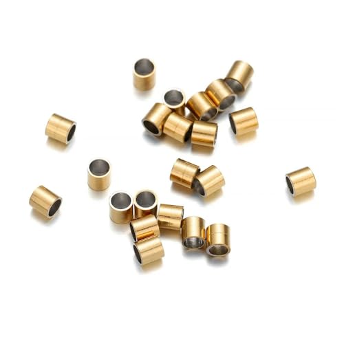 150 Stück 1,5/2/2,5 mm Edelstahl-Rohr-Quetschperlen Abstandsperlen für DIY-Armbänder, Halsketten, Schmuckherstellungszubehör-Gold-1,5 mm x 150 Stück von ZFISH