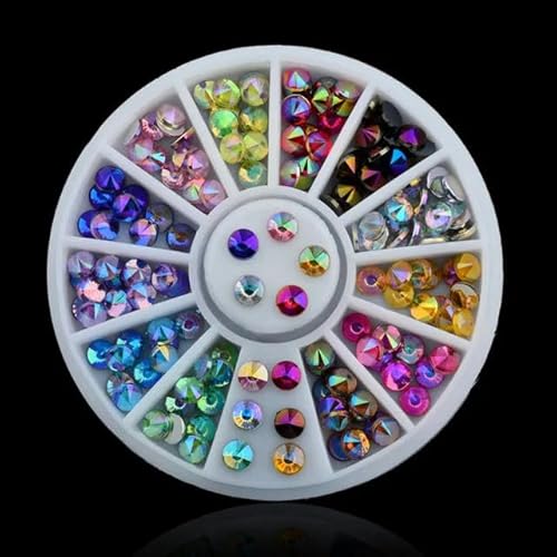 1Box DIY Nail Art Rad Tipps Kristall Glitter Strass 3D Nail Art Dekoration AB Farbe Acryl Diamant Bohrer -38 von ZFISH