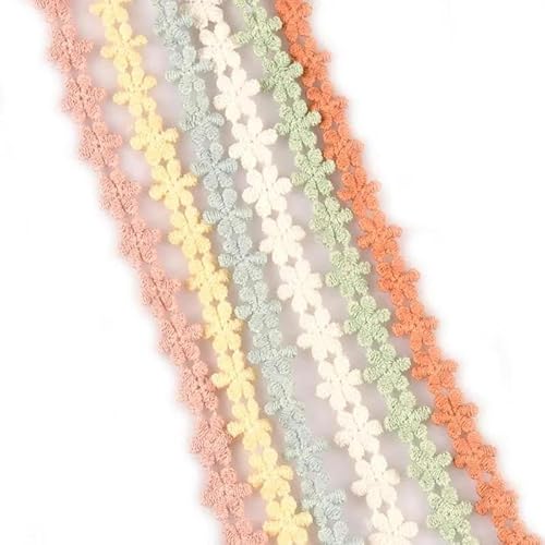 2 Yards Blumenmuster Multicolor Spitzenstoff Nähzubehör Spitzenbesatz Patchworkband Handarbeit DIY Bekleidungsmaterial C-02449-6 von ZFISH