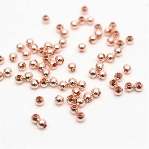 2 mm 3 mm silbervergoldetes Messing, glatte Abstandsperlen, winzige runde Metallperlen, 2 mm 3 mm zur Schmuckherstellung, 200 Stück – Abstandsperlen Roségold – 2 x 1 mm, 200 Stück von ZFISH