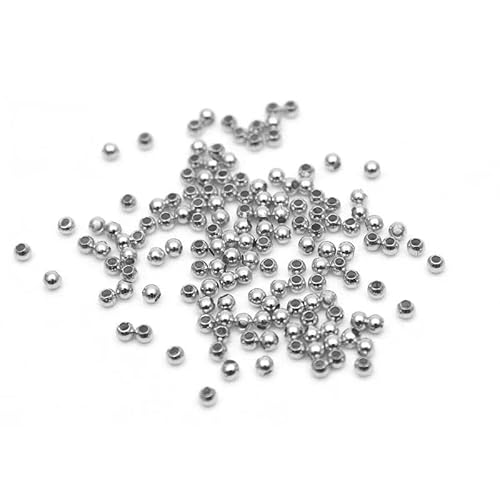 2 mm 3 mm versilberte, vergoldete Messing-Abstandsperlen, glatte Perlen, winzige runde Metallperlen, 2 mm 3 mm zur Schmuckherstellung, 200 Stück, mattes Silber, 3 x 1,2 mm, 200 Stück von ZFISH