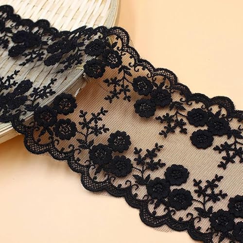 2 yards/lot weiß schwarz spitzenbesatz, bestickte gaze lace12CM-WHITE 1YARD von ZFISH