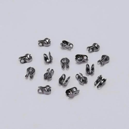 200 Stück 1,5 2,4 3,2 mm bronzefarbene vergoldete End-Crimpperlen Kugelketten-Verbinderverschluss für DIY-Schmuckherstellungszubehör Großhandel-GunBlack-2,4 mm von ZFISH