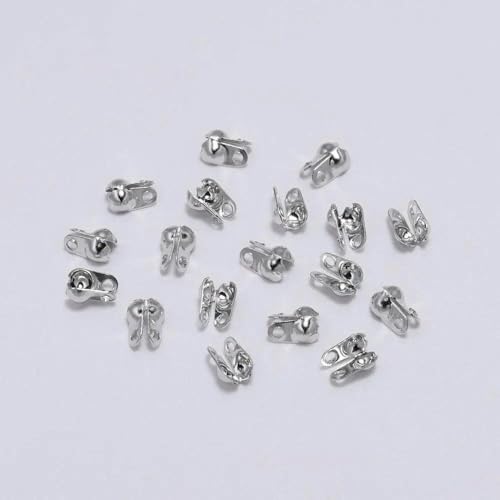 200 Stück 1,5 2,4 3,2 mm bronzevergoldete End-Crimpperlen Kugelketten-Verbinderverschluss für DIY-Schmuckherstellung, Zubehör, Großhandel, Rhodium, 2,4 mm von ZFISH