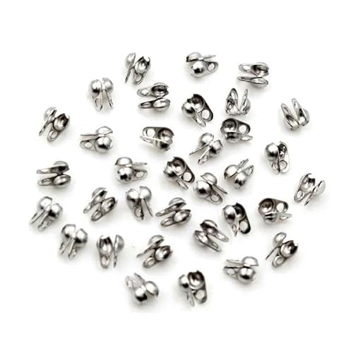 200 Stück Verbinderverschluss 4 x 7 mm Kugelkette Kalotte Endcrimps Perlen Verbinderkomponenten für DIY Schmuckherstellung Zubehör-2,5 x 4 mm Stahl von ZFISH