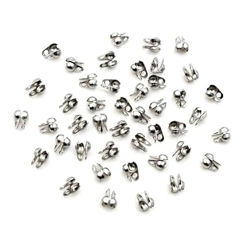 200 Stück Verbinderverschluss 4 x 7 mm Kugelkette Kalotte Endcrimps Perlen Verbinderkomponenten für DIY Schmuckherstellung Zubehör-2 x 4 mm Stahl von ZFISH