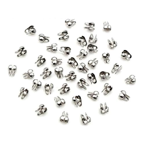 200 Stück Verbinderverschluss 4 x 7 mm Kugelkette Kalotte Endcrimps Perlen Verbinderkomponenten für DIY Schmuckherstellung Zubehör-2 x 4 mm Stahl von ZFISH