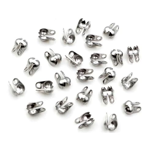 200 Stück Verbinderverschluss 4 x 7 mm Kugelkette Kalotte Endcrimps Perlen Verbinderkomponenten für DIY Schmuckherstellung Zubehör-3,5 x 6 mm Stahl von ZFISH