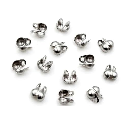 200 Stück Verbinderverschluss 4 x 7 mm Kugelkette Kalotte Endcrimps Perlen Verbinderkomponenten für DIY Schmuckherstellung Zubehör-4 x 6 mm Stahl von ZFISH