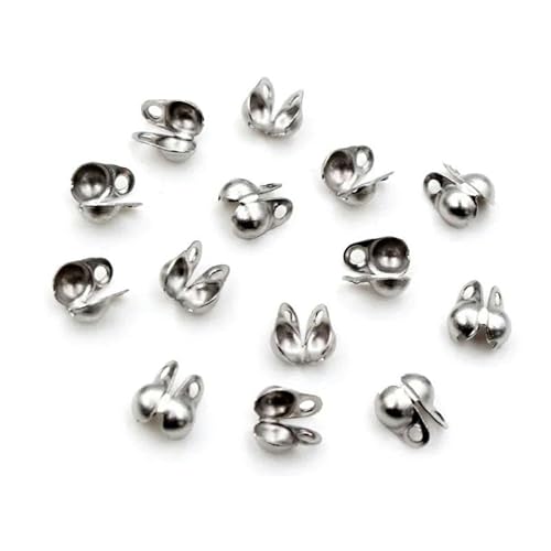 200 Stück Verbinderverschluss 4 x 7 mm Kugelkette Kalotte Endcrimps Perlen Verbinderkomponenten für DIY Schmuckherstellung Zubehör-4 x 6 mm Stahl von ZFISH