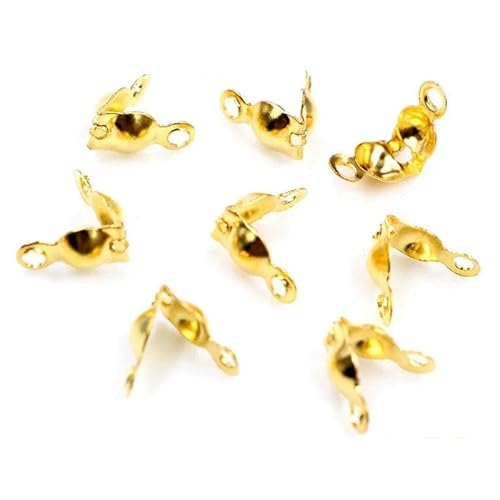 200 Stück Verbinderverschluss 4 x 7 mm Kugelkette Kalotte Endcrimps Perlen Verbinderkomponenten für DIY Schmuckherstellung Zubehör-4 x 7 mm Gold von ZFISH