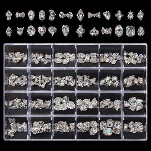 21-Form-Schmuck-Nail-Art-Strass-Set, Glaskristall-Dekoration, flache Unterseite, Nagel-Charms, Diamant-3D-Nägel-Zubehör-CR12 von ZFISH