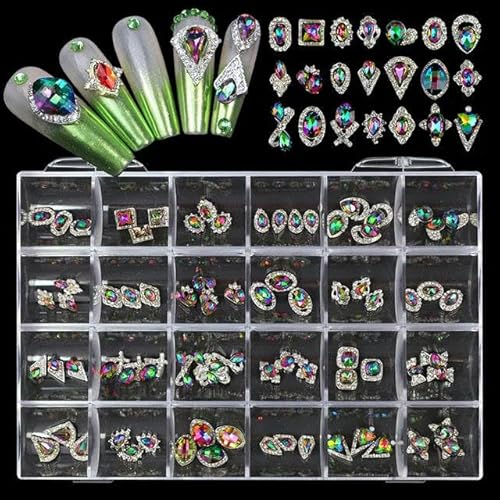 21 Form Schmuck Nail Art Strass Set Glaskristall Dekoration Flache Unterseite Nagel Charms Diamant 3D Nägel Zubehör-OM04 von ZFISH