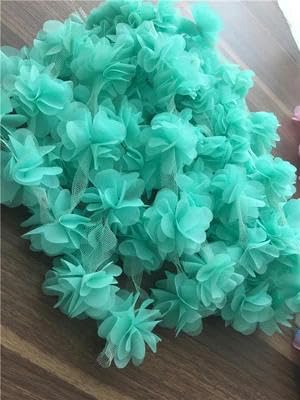 24 Stück Blumenapplikationen (2 Yards) aus 3D-Chiffon, Spitzenbesatz, Spitzenbesatz, DIY-Schleier, Schuhe, Hochzeit, Kinderkleidung, Stoffzubehör, grün, 2 Yards von ZFISH