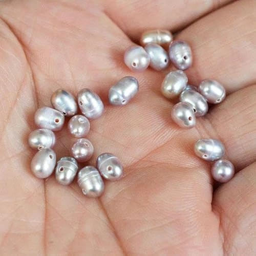 25 Stück echte natürliche Perlen, Süßwasserperlen, lose Perlen für die Herstellung von DIY-Armbändern und Halsketten, Schmuckherstellung, Grau von ZFISH