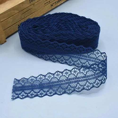 28 mm breites, schönes Spitzenband, Spitzenstoff, DIY-Stickerei, Spitzenstickerei, Dekoration, 21 Farben, Spitzenstoff, 5–10 Yards-Marineblau-10 Yards von ZFISH