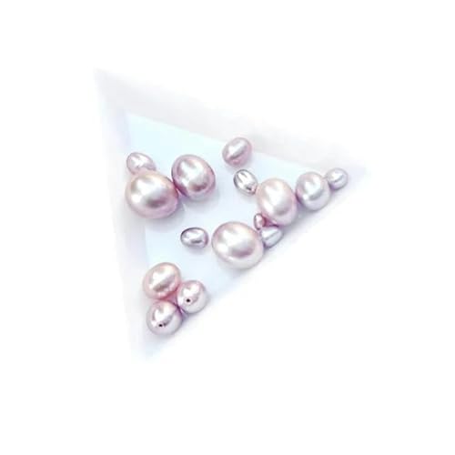3,0 mm, 4,0 mm, 5 mm, 6 mm, 7 mm, 8 mm, 9 mm, 10 mm, natürliche Süßwasserperlen in Perlenfarbe mit Halbloch, flache Rückseite, runde Perlen, ovale Perlen, oval, Grau-Lila, 3 x von ZFISH
