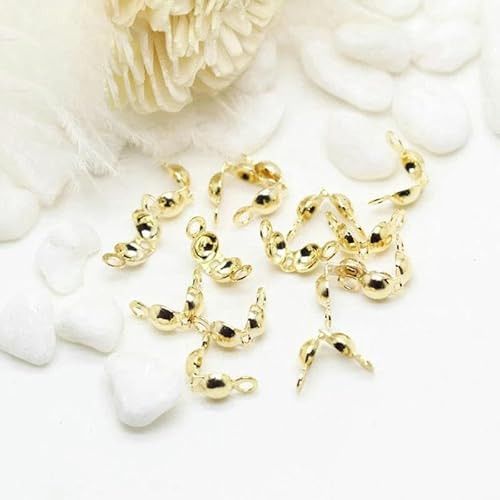 3.0mm/4.0mm Calotte Crimp Bead Tip Knot Cover Zubehör für Schmuck 14K vergoldet Verbinder Clip Verschluss Beschläge Komponente-14k vergoldet-3.0mm-50 Stück von ZFISH