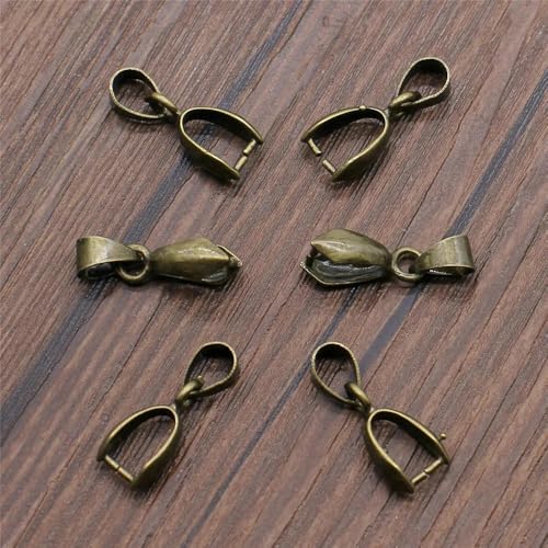 30 Stück, 4 Farben, 6 Größen, Kupfer-Anhänger-Clip-Verschluss, Klemmclip, Anhänger-Verbinder, Perlen, Schmuckzubehör und Komponenten, Antikbronze, 6 x 15 mm von ZFISH