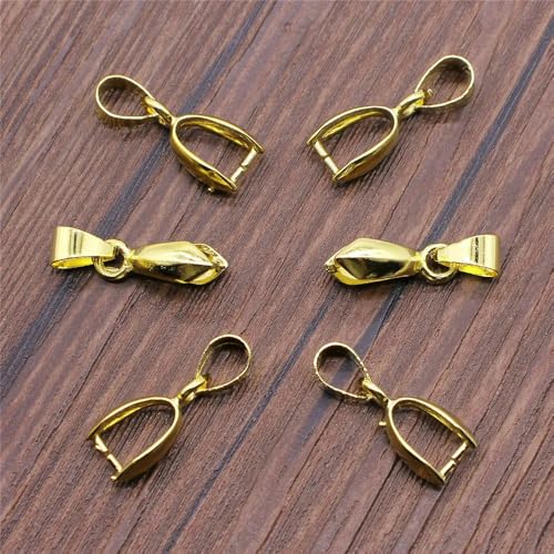 30 Stück, 4 Farben, 6 Größen, Kupfer-Anhänger-Clip-Verschluss, Klemmclip-Anhänger-Verbindungsstücke, Bügelperlen, Schmuckzubehör und Komponenten-Gold-6x15mm von ZFISH