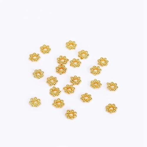 4/5/6MM 18K vergoldete Blumenkappen für Perlen Messing Metall Schneeflockenperlen Abstandshalter für DIY Perlenschmuckherstellung-18K vergoldet-4,0mm-20 Stk von ZFISH