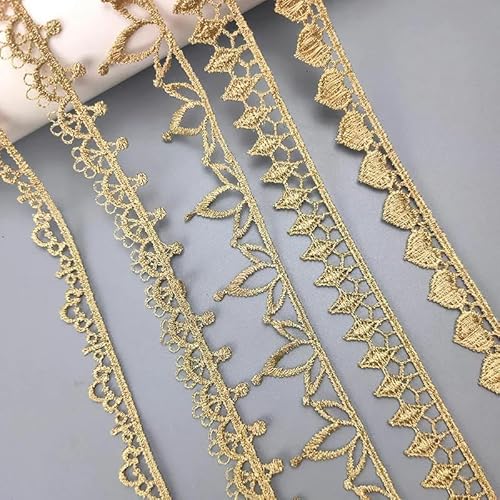 4,5 m Spitzenbesatz mit goldener Stickerei und Blumenmuster, zum Stricken, für Hochzeiten, DIY, handgefertigt, Patchworkband im klassischen Stil, Nähzubehör, Basteln, Antikme von ZFISH