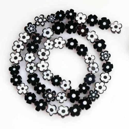 4–8 mm Blumen-Lampwork-Glasperlen, flach, rund, Abstandshalter, lose Perlen zur Schmuckherstellung, DIY-Armband, Bastelzubehör, Zubehör – Schwarz – 8 mm, ca. 49 Stück 4–8 mm Blumen-Lampwork-Glasperlen, flach, rund, Abstandshalter, lose Perlen zur Schmuckherstellung, DIY-Armband, Bastelzubehör, Zubehör – Schwarz – 8 mm, ca. 49 Stück von ZFISH